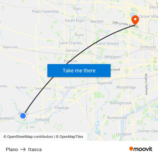 Plano to Itasca map