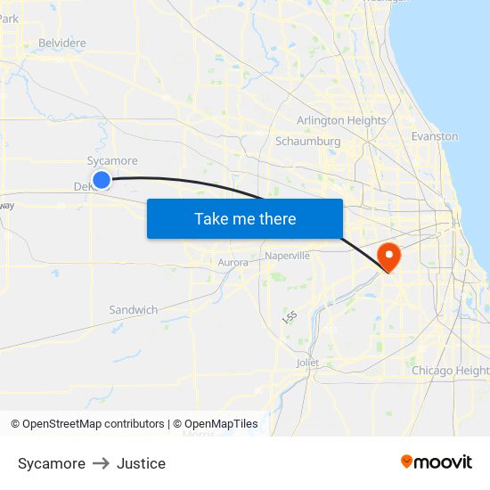 Sycamore to Justice map