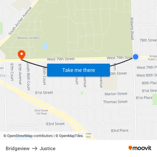 Bridgeview to Justice map