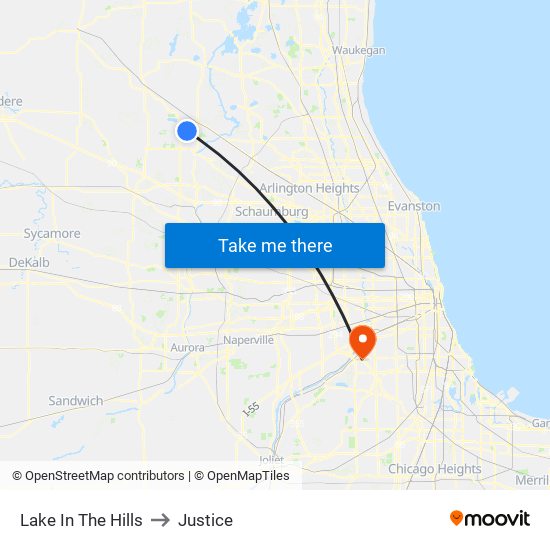 Lake In The Hills to Justice map
