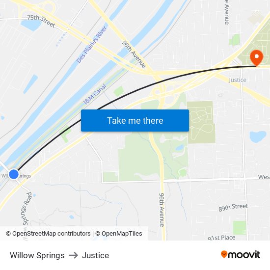 Willow Springs to Justice map