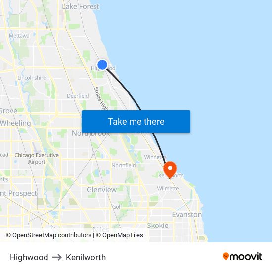 Highwood to Kenilworth map