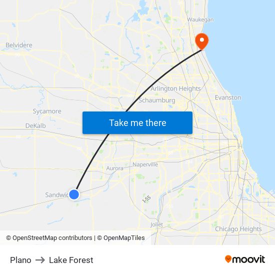 Plano to Lake Forest map