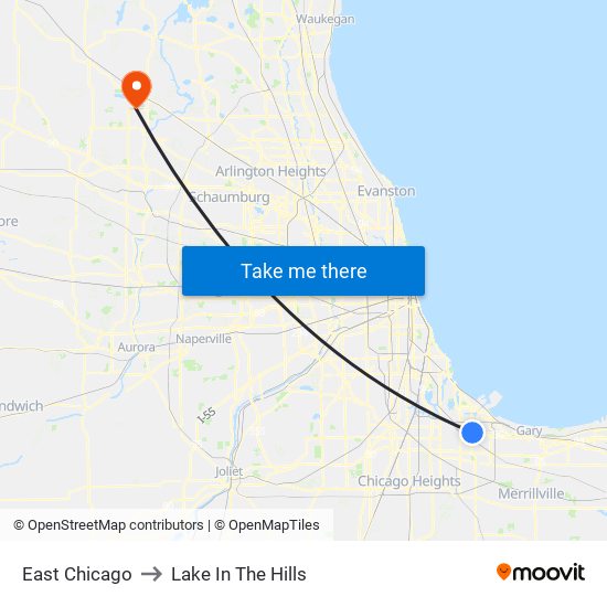 East Chicago to Lake In The Hills map