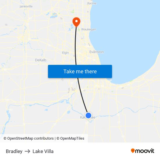 Bradley to Lake Villa map