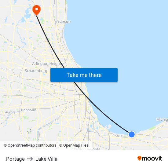 Portage to Lake Villa map