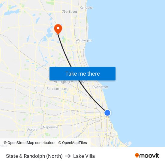 State & Randolph (North) to Lake Villa map