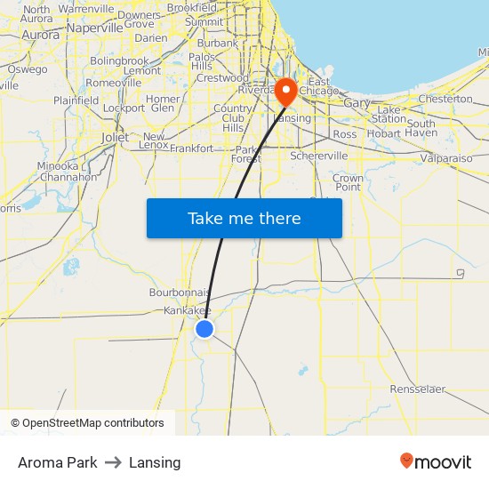 Aroma Park to Lansing map