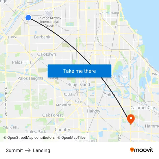 Summit to Lansing map