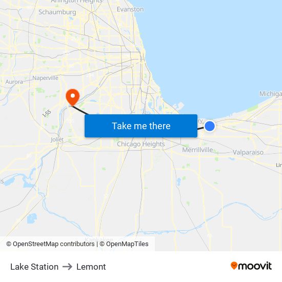 Lake Station to Lemont map