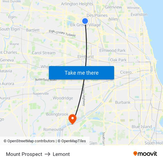Mount Prospect to Mount Prospect map