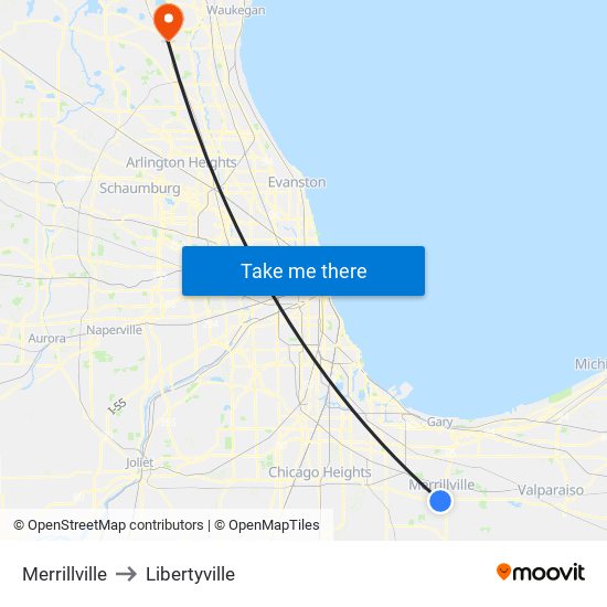 Merrillville to Merrillville map