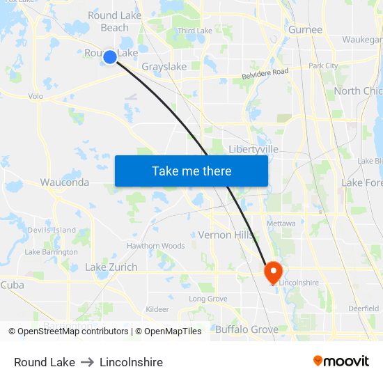 Round Lake to Lincolnshire map