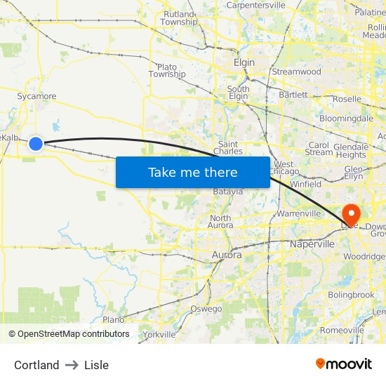 Cortland to Lisle map