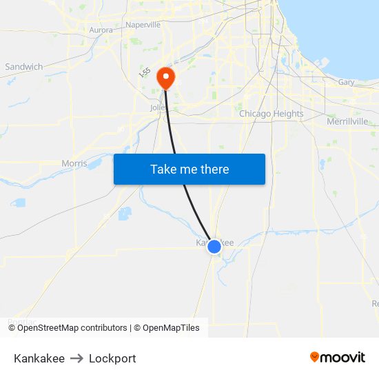 Kankakee to Lockport map
