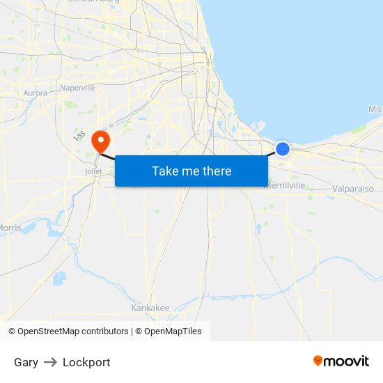 Gary to Lockport map