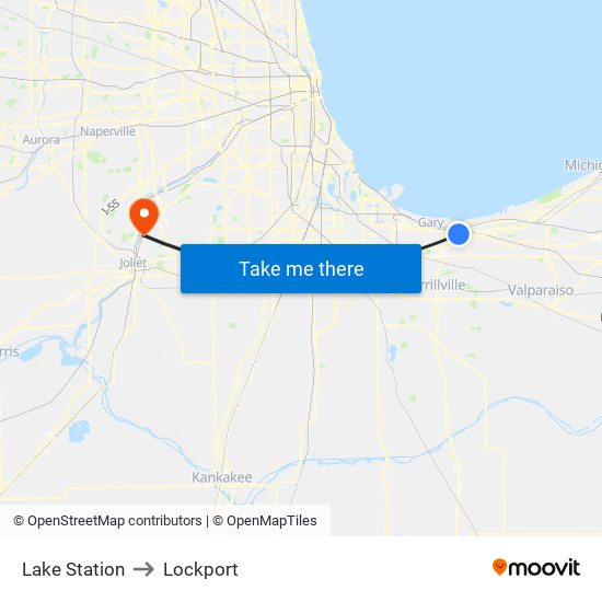 Lake Station to Lockport map