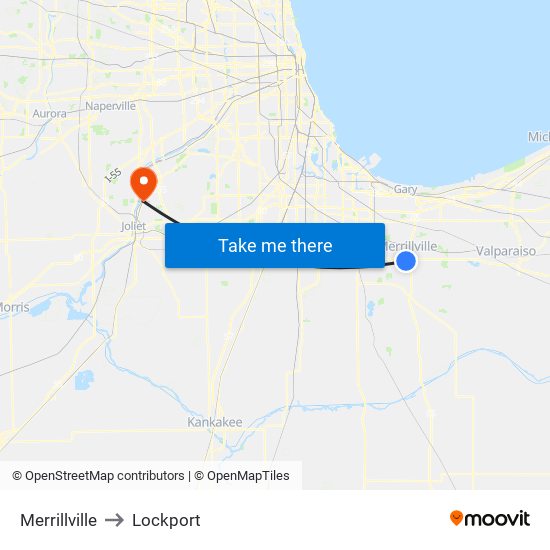 Merrillville to Lockport map