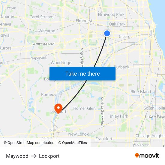 Maywood to Maywood map