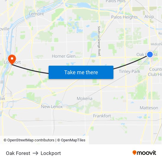 Oak Forest to Lockport map