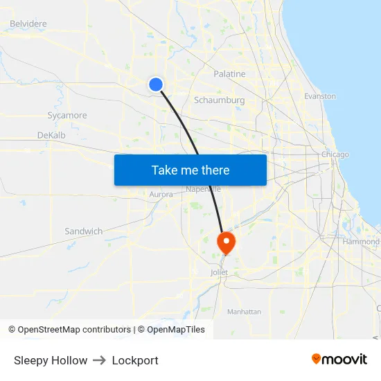 Sleepy Hollow to Lockport map