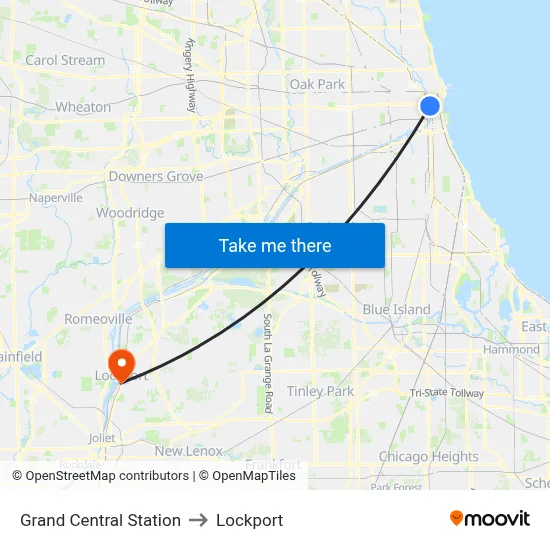 Grand Central Station to Lockport map