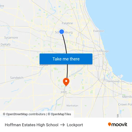 Hoffman Estates High School to Lockport map