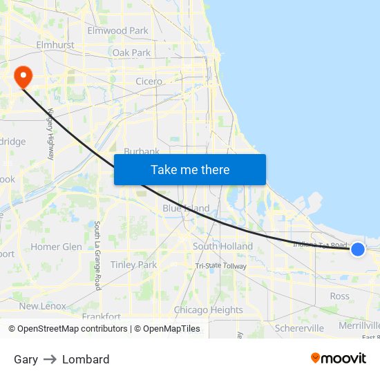 Gary to Lombard map