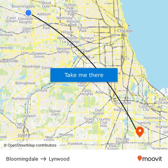 Bloomingdale to Lynwood map