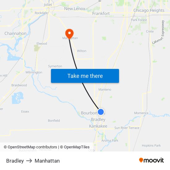 Bradley to Manhattan map