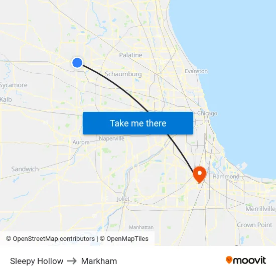 Sleepy Hollow to Markham map