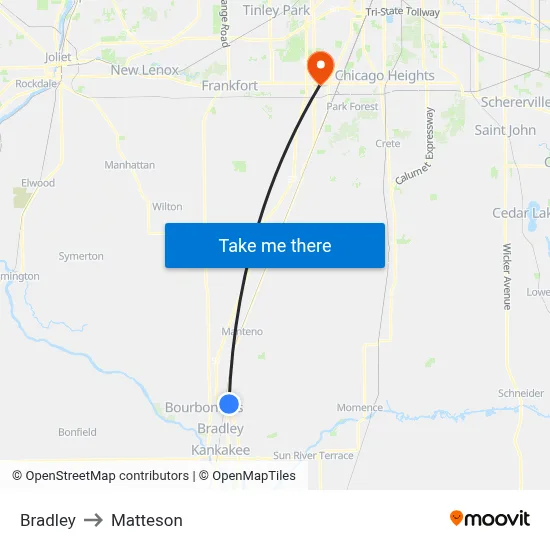 Bradley to Matteson map
