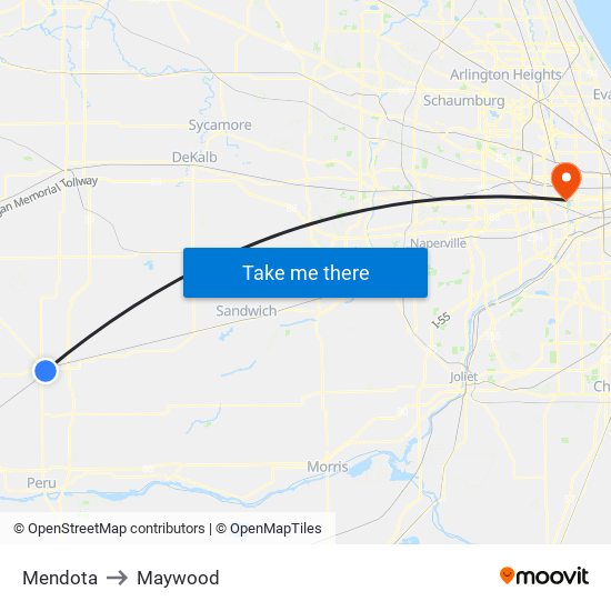 Mendota to Maywood map