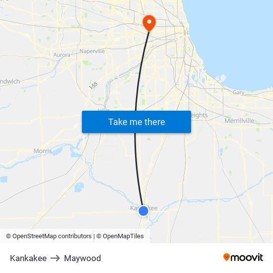 Kankakee to Maywood map