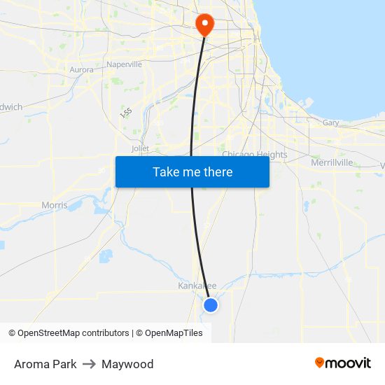 Aroma Park to Maywood map