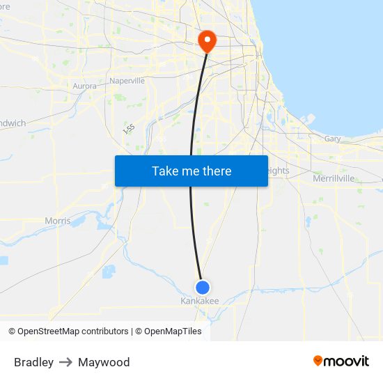 Bradley to Maywood map