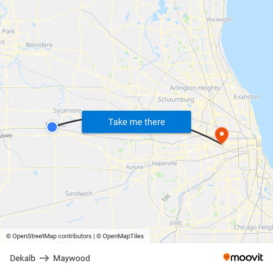 Dekalb to Maywood map