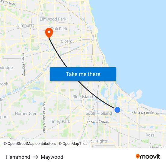 Hammond to Maywood map