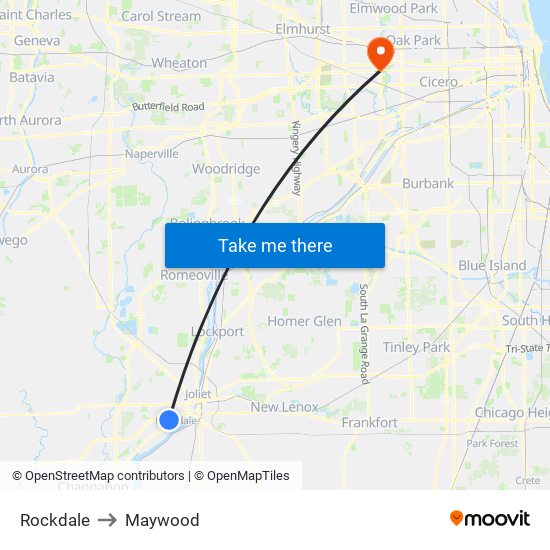 Rockdale to Maywood map