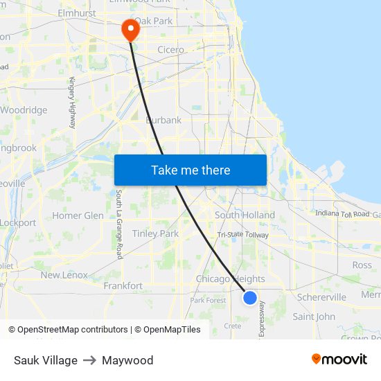 Sauk Village to Maywood map