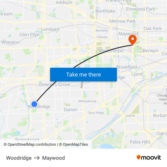 Woodridge to Woodridge map