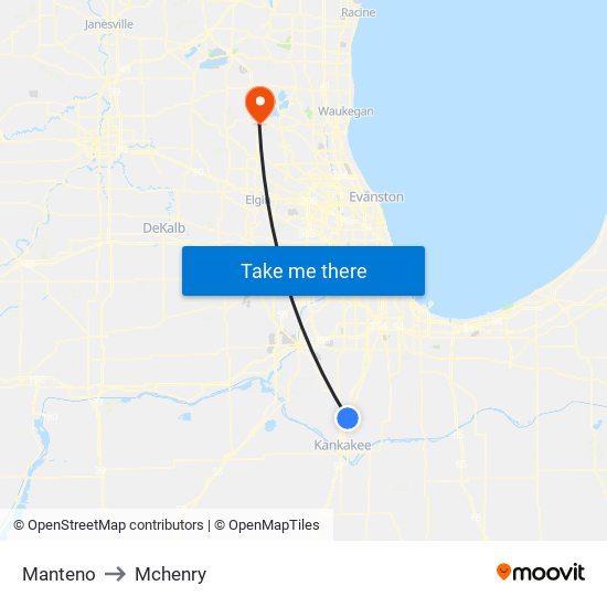 Manteno to Mchenry map