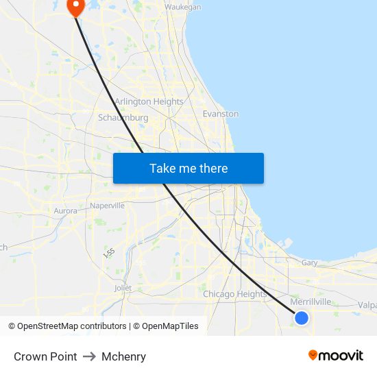 Crown Point to Mchenry map
