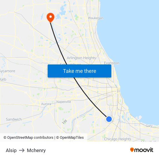 Alsip to Mchenry map