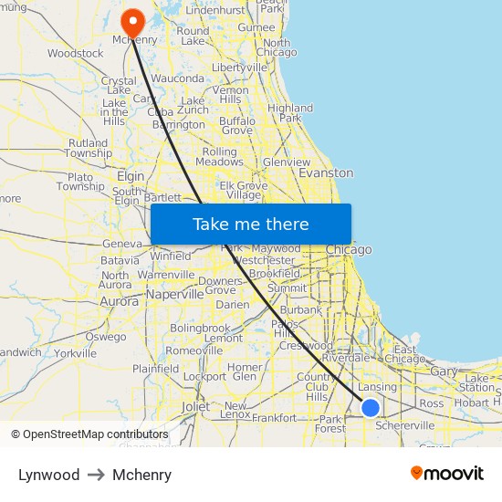 Lynwood to Mchenry map