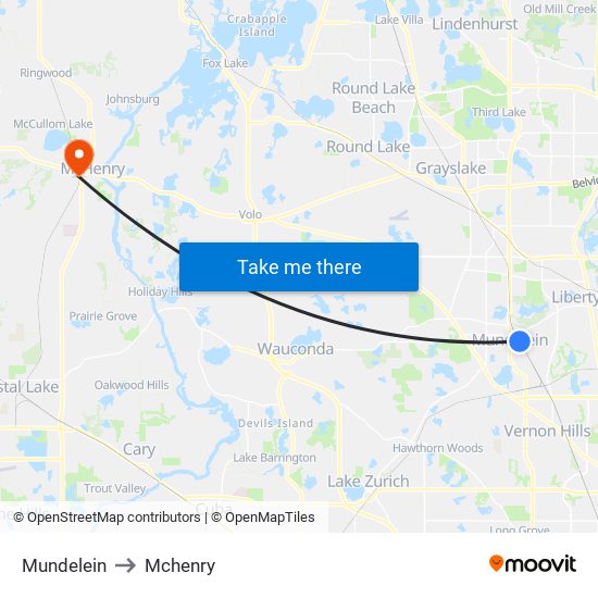 Mundelein to Mchenry map