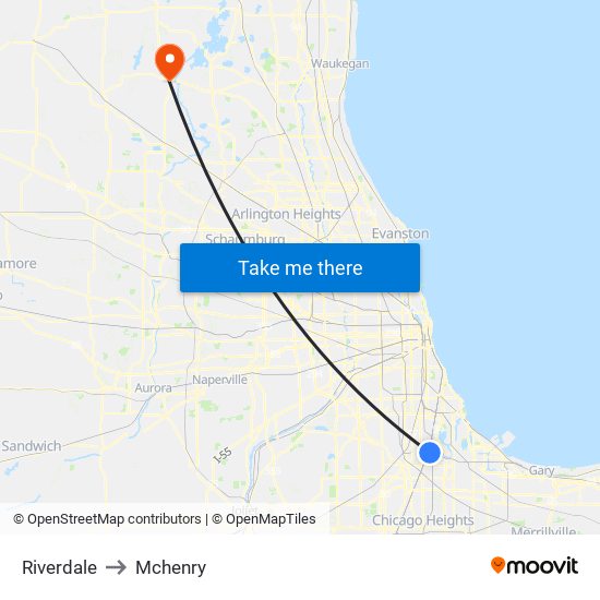 Riverdale to Mchenry map