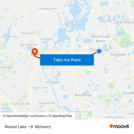 Round Lake to Mchenry map