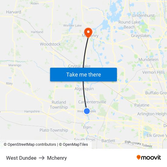 West Dundee to Mchenry map