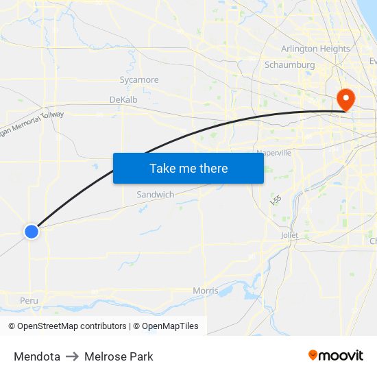 Mendota to Melrose Park map